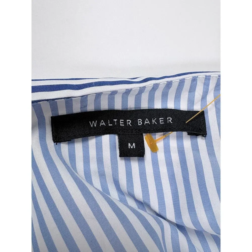 Walter Baker Blue White Stripe Tie Waist High-Low T-Shirt Dress M Coastal Resort
